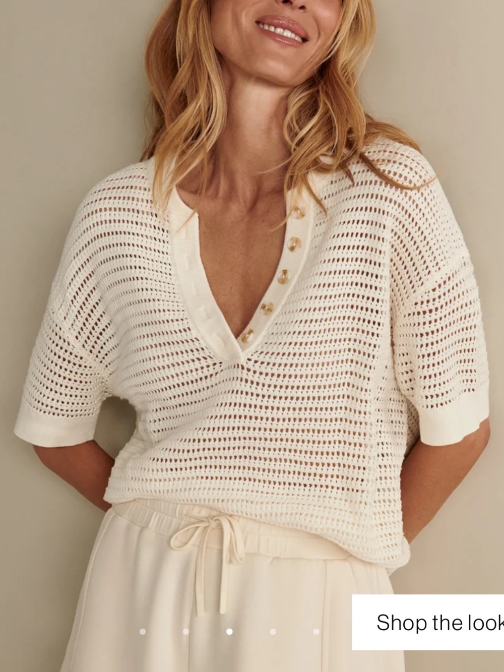 Varley Callie Knit Top Egret Size S Coastal Beachwear